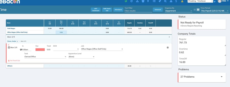 Time Screen Grid High Level View Screenshot