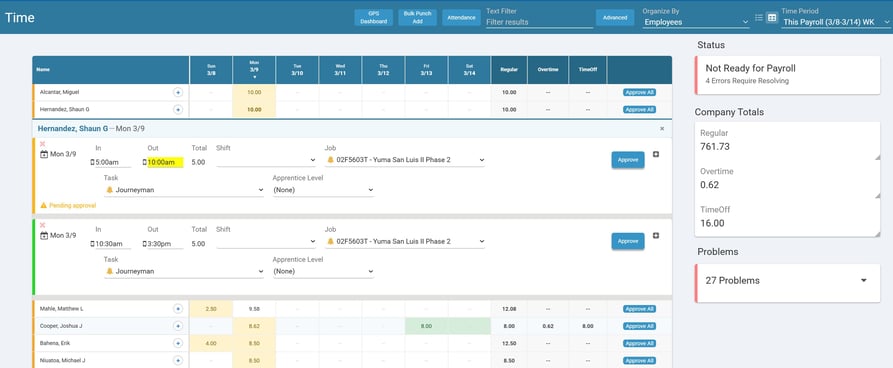 Time Screen Grid Screenshot